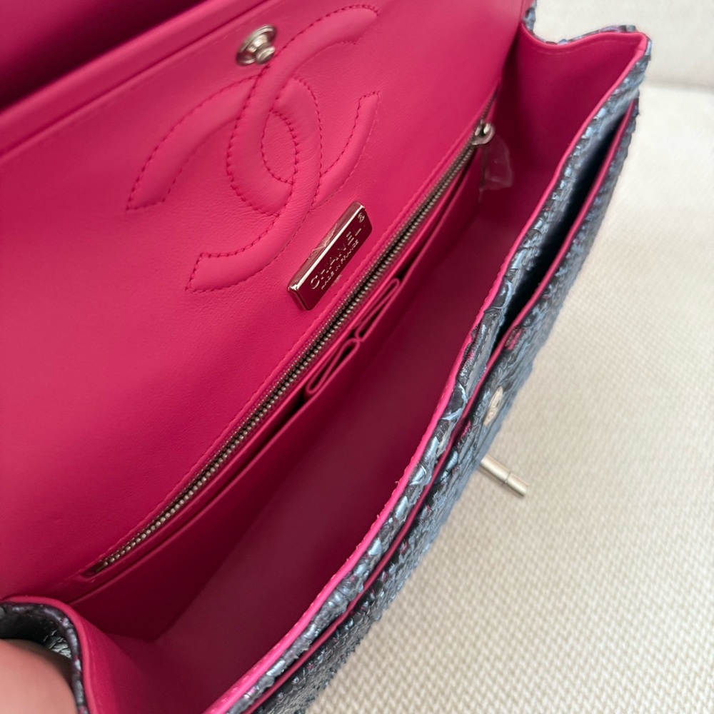 CHANEL Iridescent Blue Multicolor Python Classic … - image 14